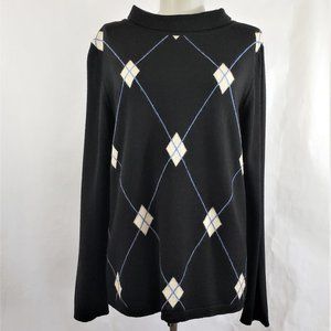 Nordstrom Studio-121 Argyle Wool Sweater Pulover L